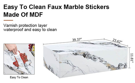 MDF Marble Pattern Modern White Coffee Table - Sleep Galleria
