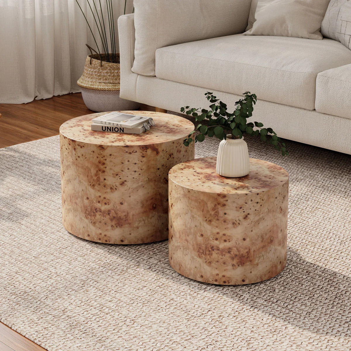 Nesting Round Farmhouse Coffee Table Set Of 2 - Omega Lifestyles