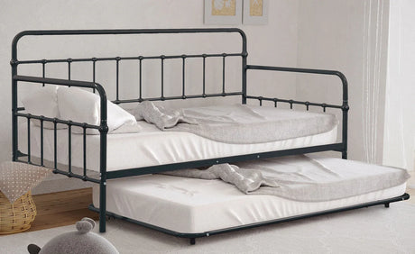 Twin Contemporary Black Metal Daybed With Trundle - Omega Lifestyles