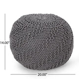 Modern Handmade Knit Cotton Round Pouf 20-Inch - Omega Lifestyles