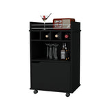 Modern Black Particle Board Bar Cart With Wine Rack - Omega Lifestyles