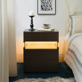 Modern 3 Drawer LED Bedside Cabinet with Acrylic Panel - Omega Lifestyles