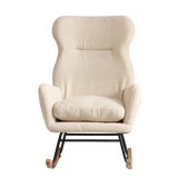 Beige Cotton Upholstered Ergonomic Rocking Chair - Omega Lifestyles