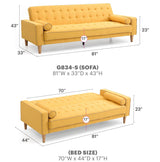 Tufted Fabric Sofa Bed With Removable Arms - Omega Lifestyles