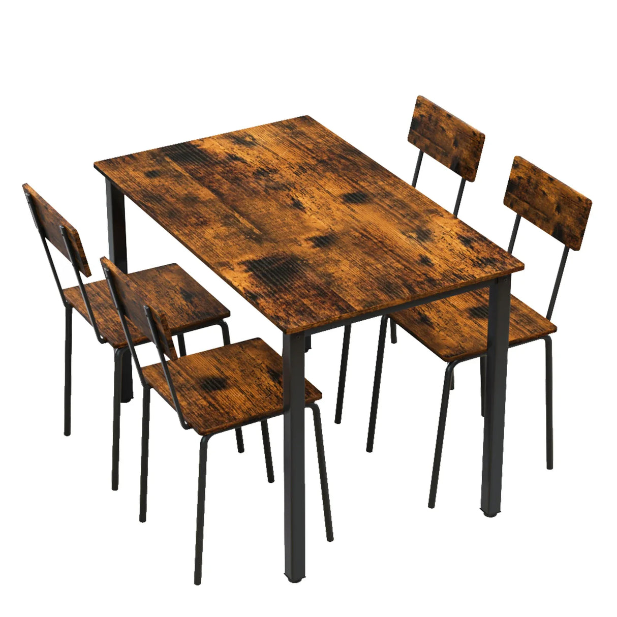 5-Piece Metal And Wood Modern Indoor Dining Set For 4 - Omega Lifestyles