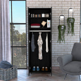 Black Wengue Rectangular Armoire With Three Shelves - Omega Lifestyles