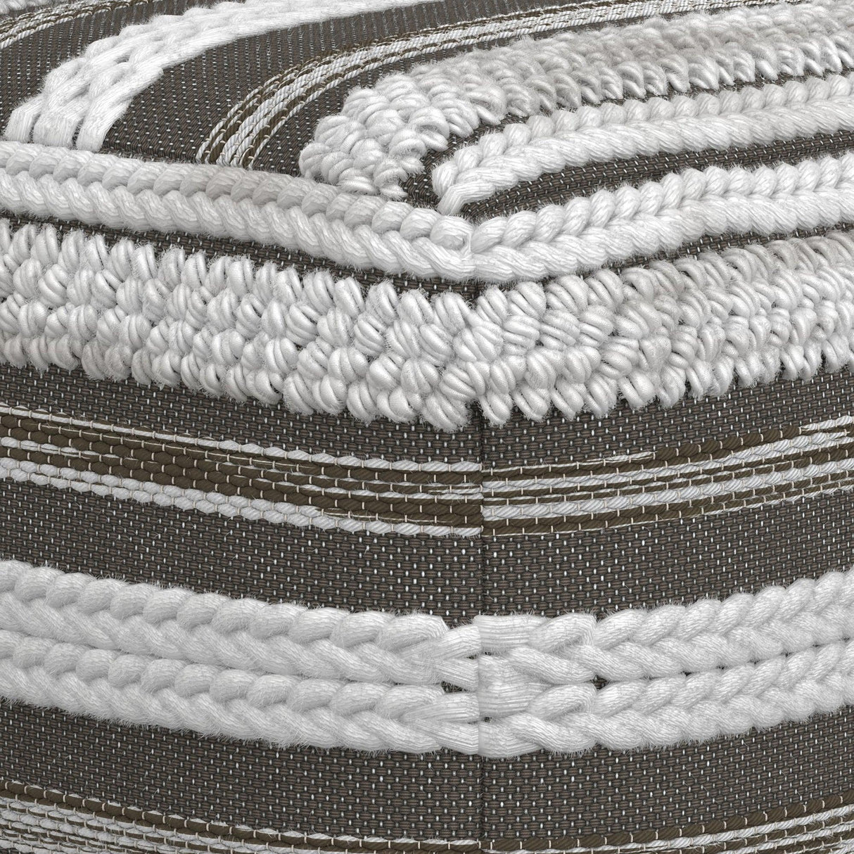 Square Gray Fabric Pouf With Supportive Polystyrene Filling - Omega Lifestyles