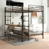 Full Over Twin Metal Bunk Bed With Desk Charging Station - Omega Lifestyles