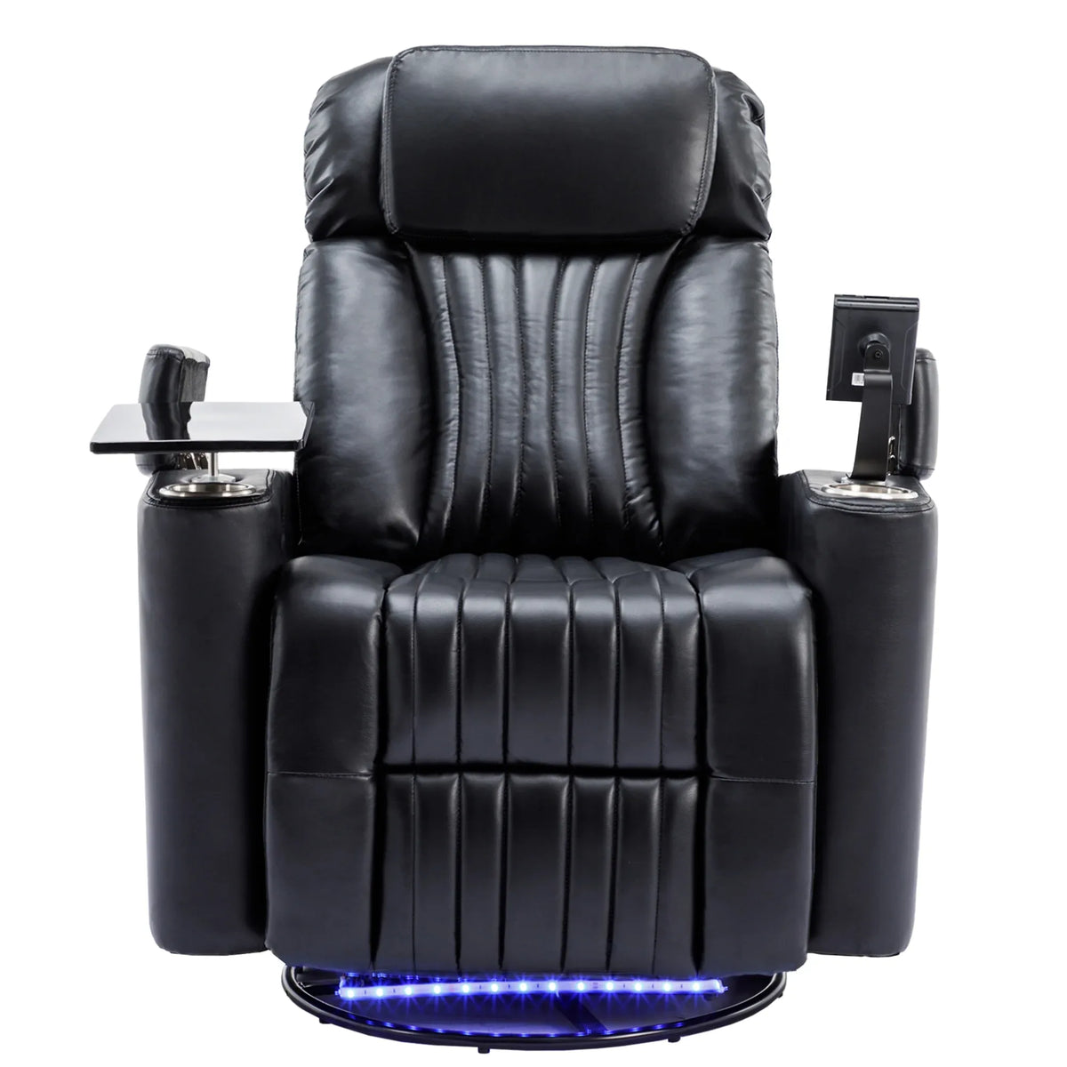 Power Swivel PU Leather Recliner Chair With Tray Table - Omega Lifestyles
