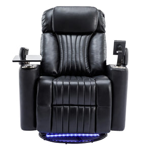 Power Swivel PU Leather Recliner Chair With Tray Table - Omega Lifestyles