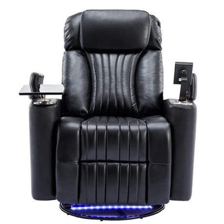 Power Swivel PU Leather Recliner Chair With Tray Table - Omega Lifestyles