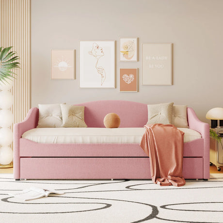 Twin Upholstered Teddy Fleece Daybed With LED Trundle - Omega Lifestyles