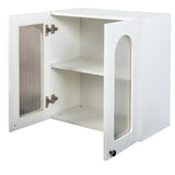 Arched Glass Door Floating Wall Cabinet With Shelves - Omega Lifestyles