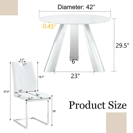 42-Inch Round Sintered Stone Dining Table With Chairs - Omega Lifestyles