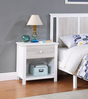 Solid Wood White Nightstand With Storage Drawer - Omega Lifestyles