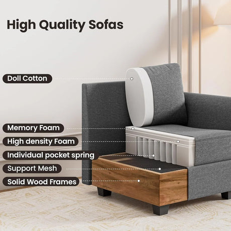 Modular Memory Foam 2-Seat Modern Loveseat Sofa - Omega Lifestyles