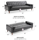 Modern Black PU Foam Upholstered Sofa Bed Seating - Omega Lifestyles