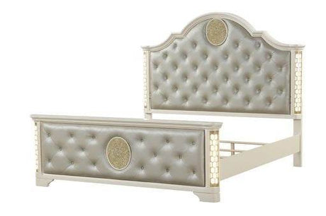 Queen Tufted Upholstered Wood Bed Frame With LED Lights - Omega Lifestyles
