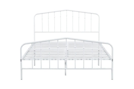 Full Size Contemporary White Metal Bed Frame Mattress Ready - Omega Lifestyles