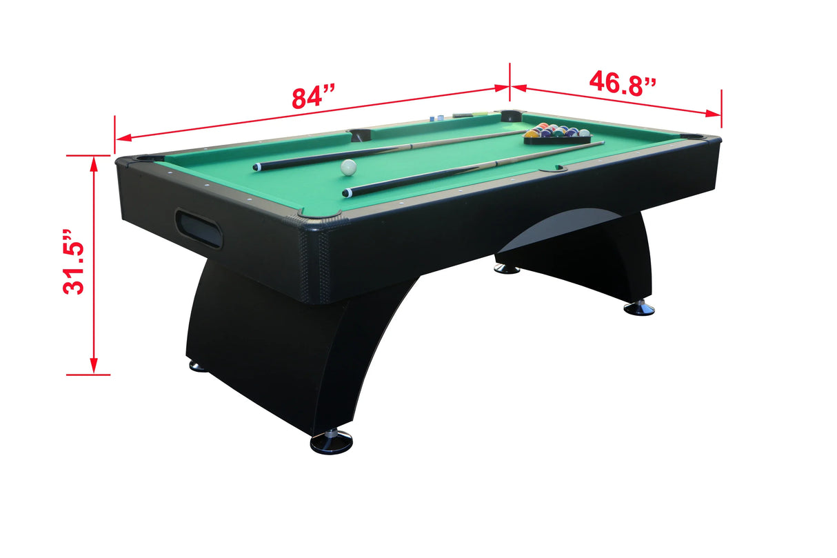 7-Inch Foldable Black Green Pool Table With Accessories - Omega Lifestyles