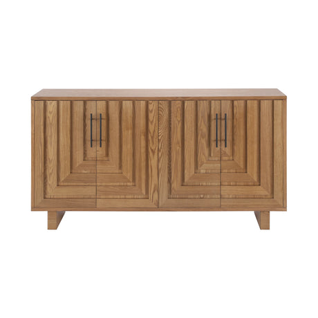 Modern Natural Finish MDF Metal 4-Door Sideboard Cabinet - Omega Lifestyles