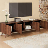 70-Inch Modern Walnut TV Stand With Soft-Closing Hinges - Omega Lifestyles