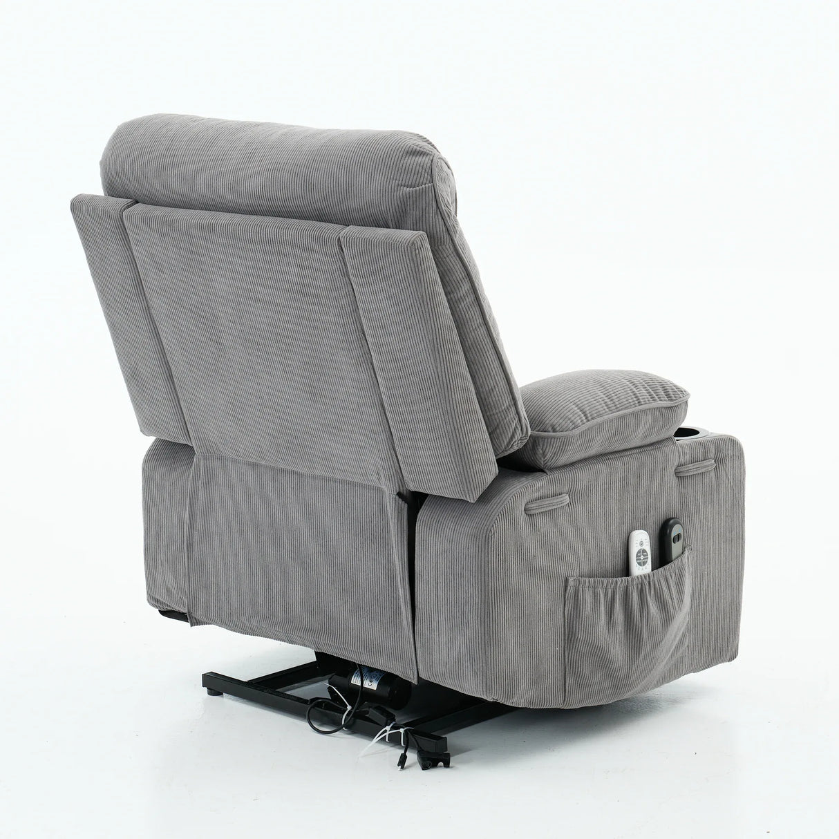 Medium-Firm Corduroy Remote-Controlled Heating Massage Recliner - Omega Lifestyles