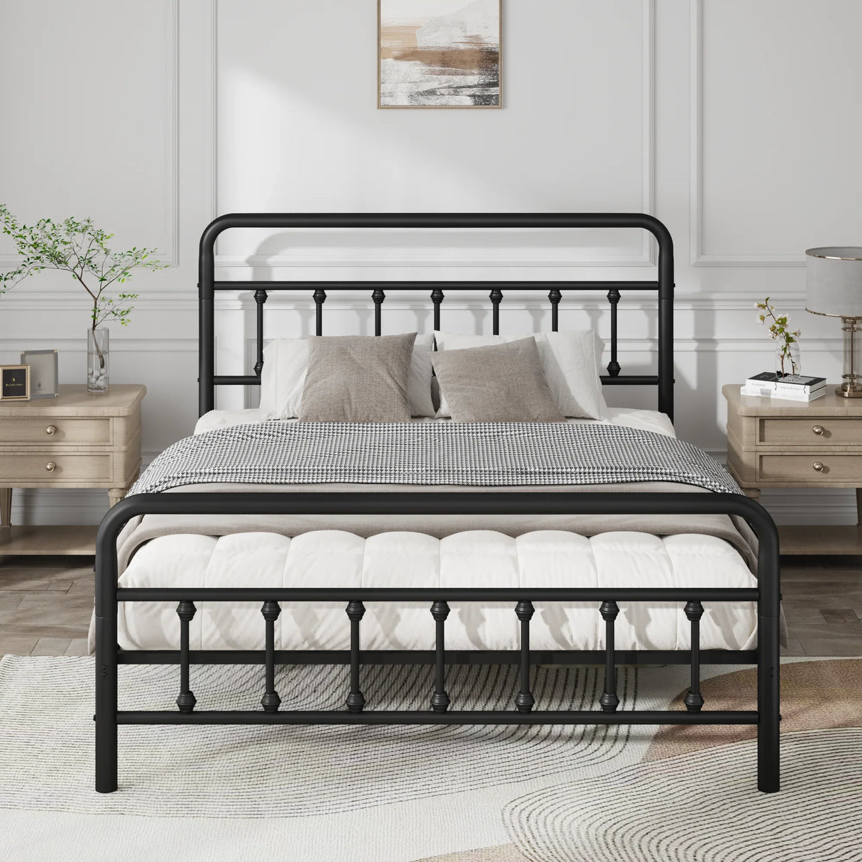 Full Size Metal Bed Frame With Headboard And Storage - Omega Lifestyles