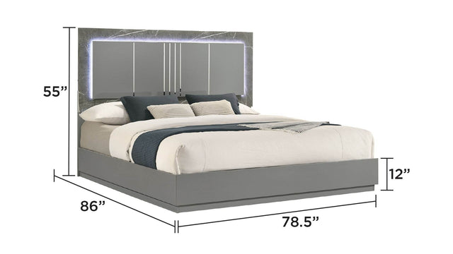 Modern King Wood Bed Frame With LED Lighting - Omega Lifestyles