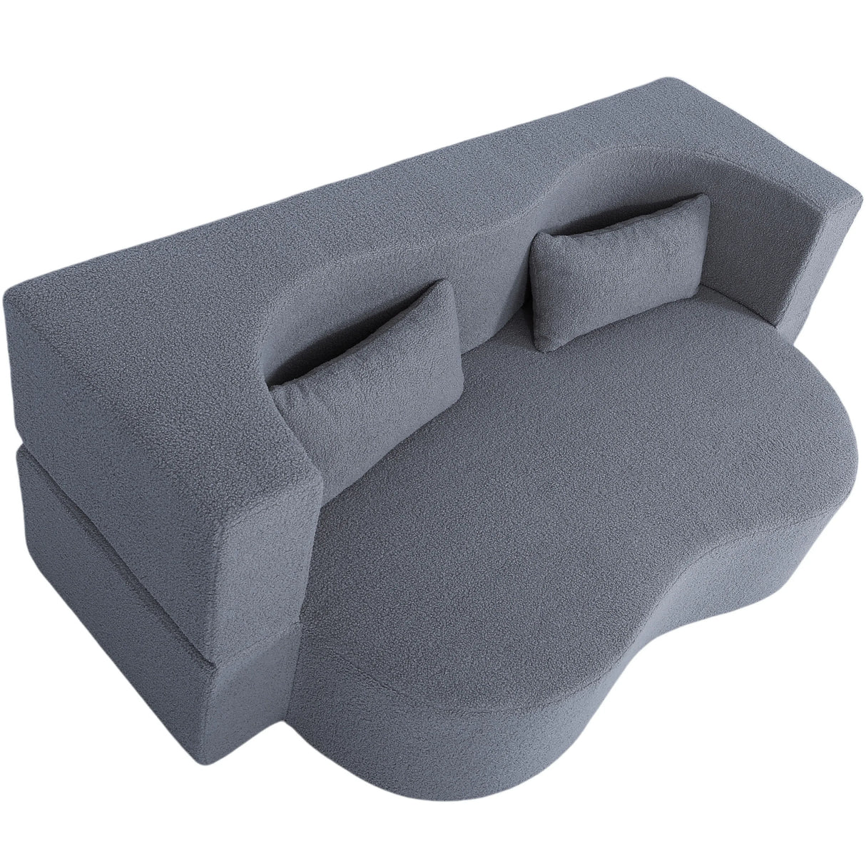 Full Size Convertible Teddy Fabric Sofa Bed With Pillows - Omega Lifestyles