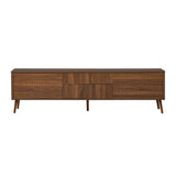 70-Inch Walnut Fluted Modern TV Stand With Storage - Omega Lifestyles