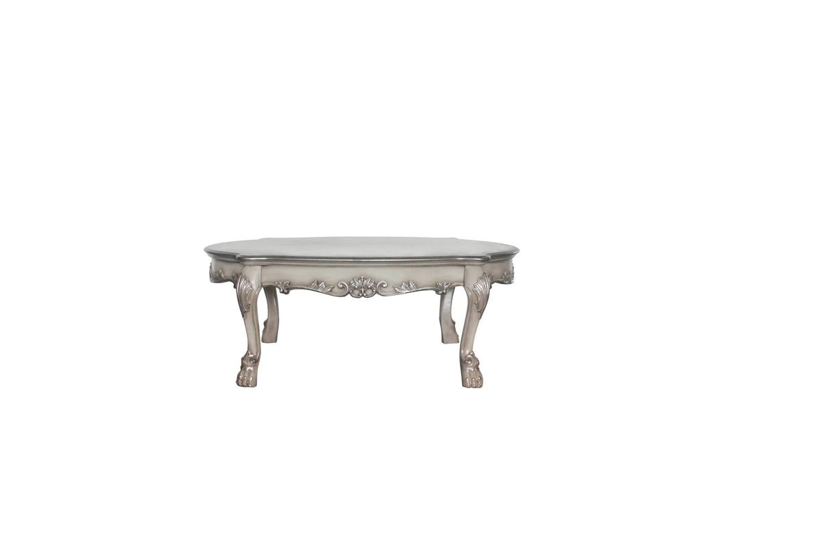 Transitional Vintage Resin Wood Ivory Coffee Table - Omega Lifestyles