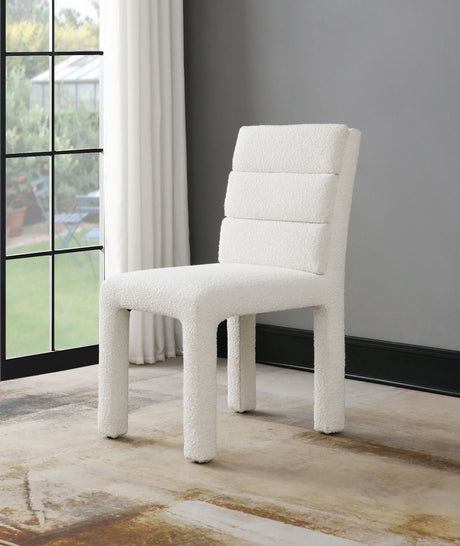 Set of 2 Beige Boucle Plywood Armless Side Chairs - Omega Lifestyles