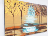 Hand-Painted Mustard Yellow Landscape Canvas Wall Art - Omega Lifestyles