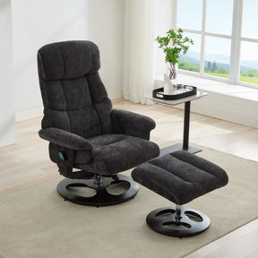 Modern Chenille Recliner Chair With Ottoman And Massage - Omega Lifestyles