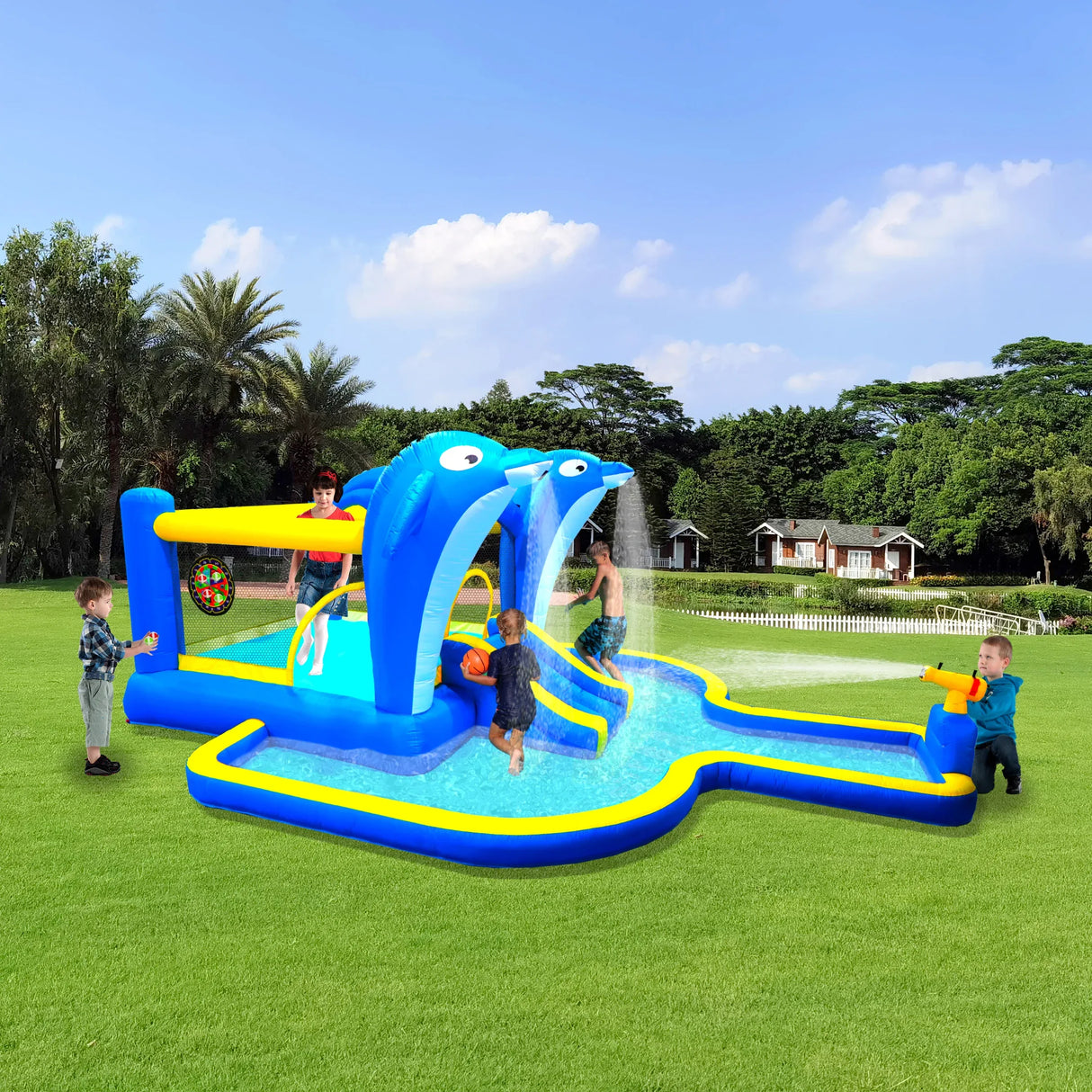 8-in-1 Inflatable Water Park Slide Trampoline Playhouse - Omega Lifestyles