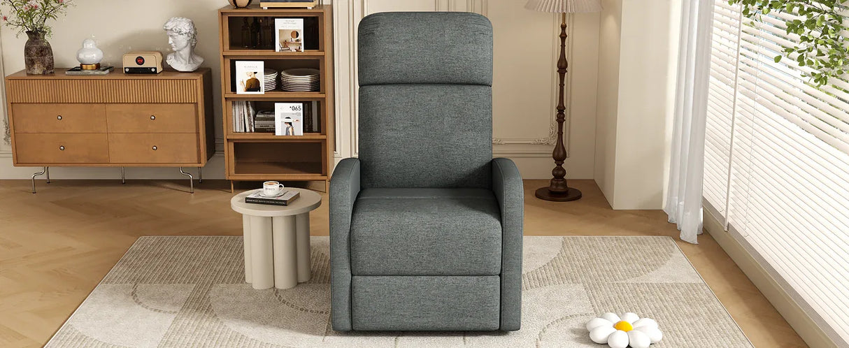 Manual Adjustable Recliner Chair Charcoal Polyester Upholstery - Omega Lifestyles