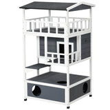 Outdoor Wooden Cat House With Escape Doors And Platform - Sleep Galleria