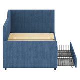 Twin L-Shaped Upholstered Corduroy Daybed With Drawers - Omega Lifestyles