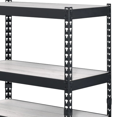 Industrial Black Natural Metal Composite Wood Bookshelf - Omega Lifestyles