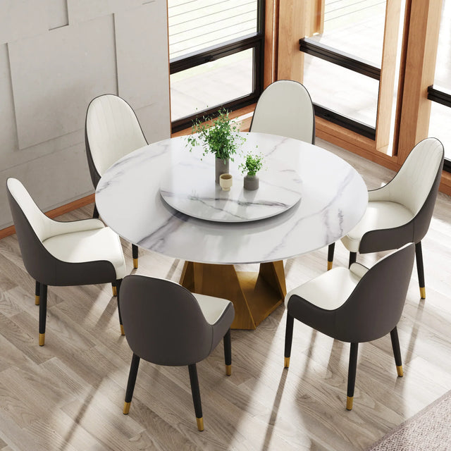Modern Round Sintered Stone Dining Table With Turntable - Omega Lifestyles