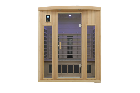 Low EMF Far Infrared Solid Wood Hemlock Sauna For 3 - Omega Lifestyles