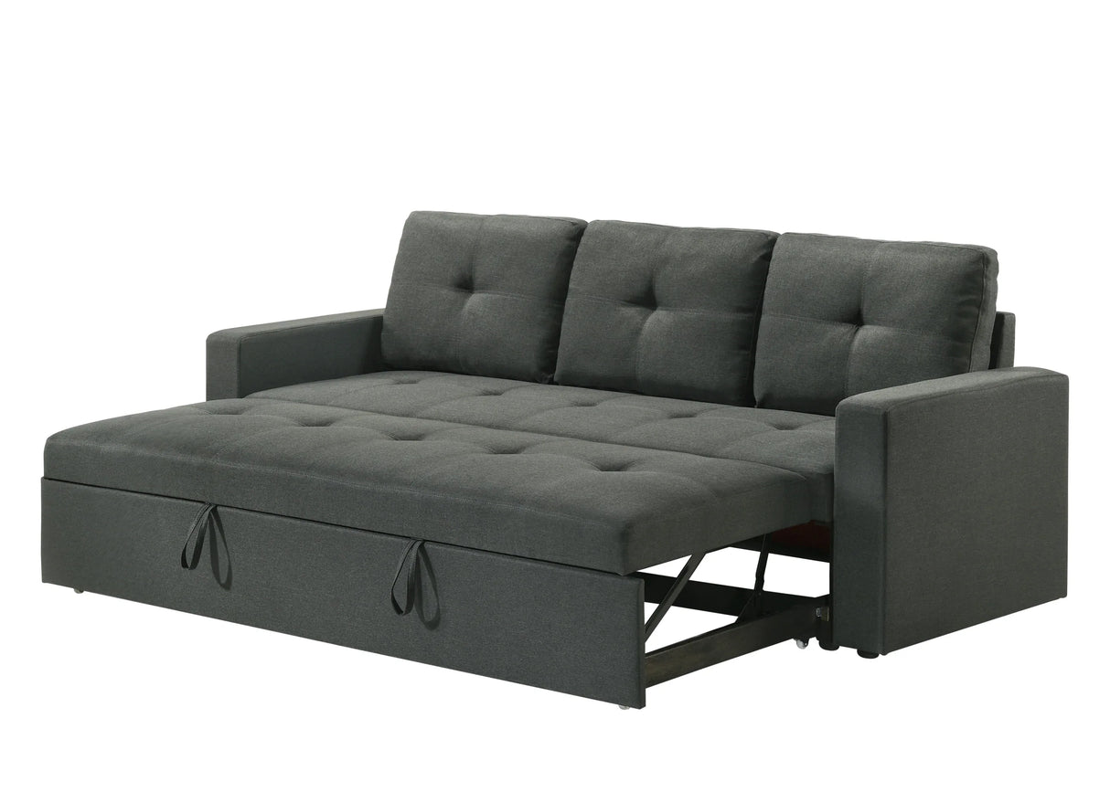 Burleigh Dark Gray Fabric 3-Seat Sleeper Sofa With Tufted Cushions - Omega Lifestyles