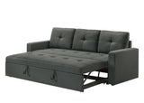Burleigh Dark Gray Fabric 3-Seat Sleeper Sofa With Tufted Cushions - Omega Lifestyles
