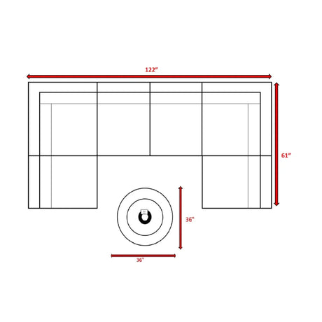 Outdoor 7-Piece Wicker Sectional Seating Group With Fire Pit - Omega Lifestyles