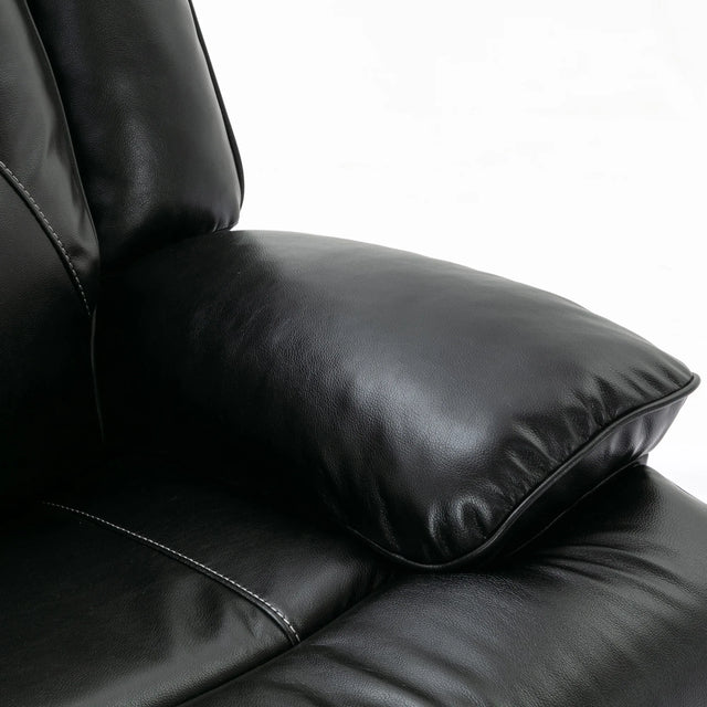 Manual Black Leather Gel Recliner Chair With LED Light Strip - Omega Lifestyles
