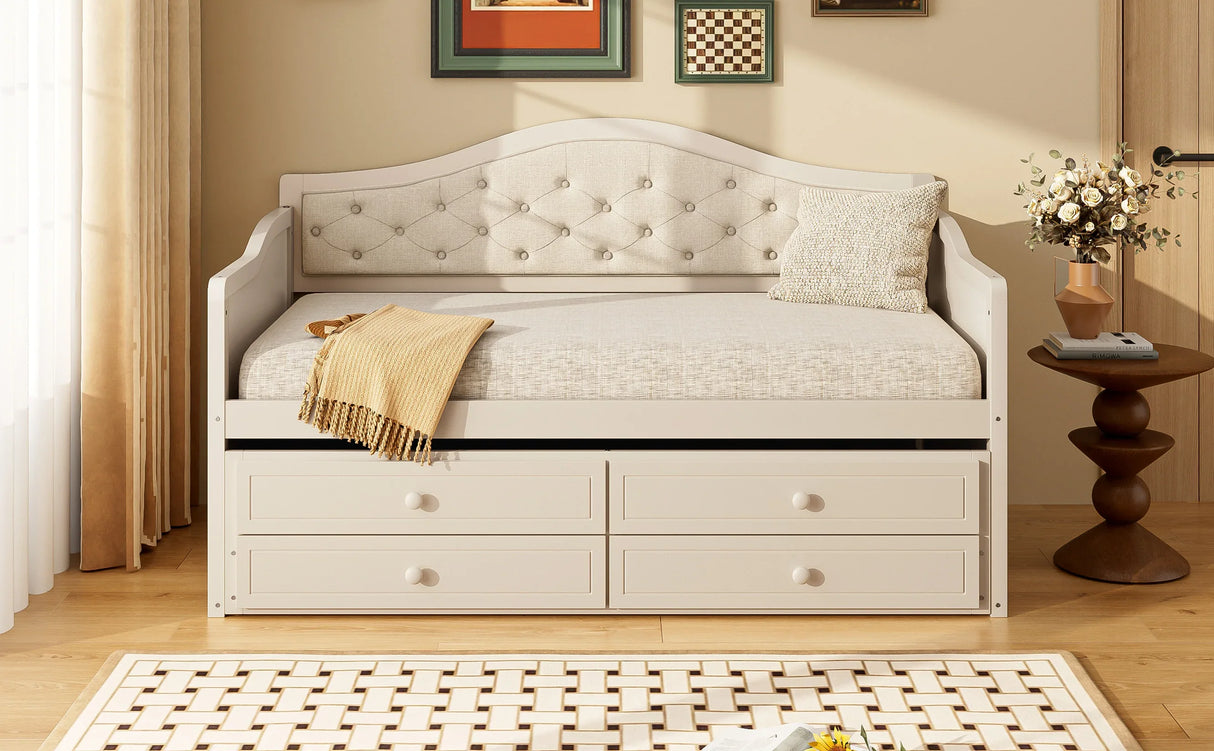 Twin Daybed With Pull-Out Trundle And Storage Drawers - Omega Lifestyles