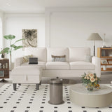 Beige Reversible Modular Sectional Sofa With Storage Ottoman - Omega Lifestyles
