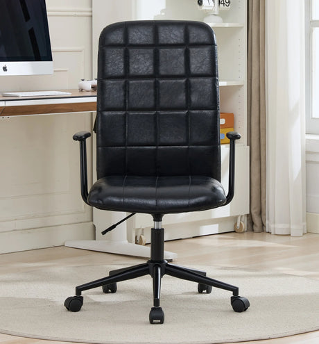 Antique Black PU Leather Adjustable Swivel Office Chair - Omega Lifestyles