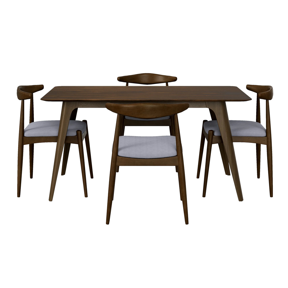 Mid-Century Modern Rubberwood 5-Piece Dining Set - Omega Lifestyles